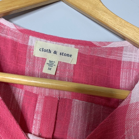 Anthropologie Cloth & Stone Plaid Gingham Top - Picture 3 of 5
